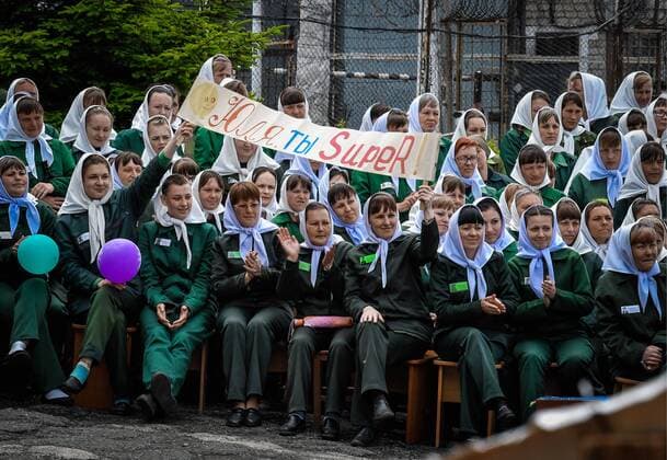 PRIMORYE TERRITORY, RUSSIA â€“ JUNE 7, 2017: Convicts watch a fashion show at female penal colony No 10 in the village of Gornoye. Prisoners of the colony sew clothes at a garment factory and every year they celebrate Day of Light Industry by presenting the clothes they made. Yuri Smityuk TASS  TS051F5E