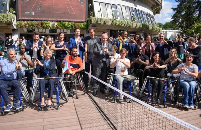 Anne Hidalgo ( Maire de Paris ) - Michael Jeremiasz - Bernard Giudicelli ( president FFT ) NEWS : Roland Garros 2017 - Internationaux de France - 07 06 2017 FedericoPestellini Panoramic 