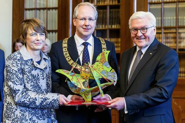 Frank-Walter Steinmeier mit Gattiin Elke Büdenbender und Stefan Schostok im Neuen Rathaus im Rahmen seines Antrittsbesuchs in Niedersachen. Hannover, 07.06.2017 Foto:xU.xStammx xFuturexImage