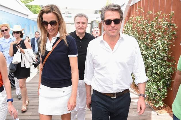 218365 Arnal-Degun Starface 2017-06-08 Paris France Internationaux de tennis de Roland-Garros.Hugh Grant et sa compagne Anna Elisabet Eberstein. Grant, Hugh; Eberstein, Anna Elisabeth  Copyright: xArnal-Degunx STAR_218365_006
