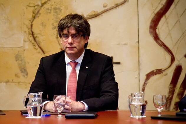 June 9, 2017 - Barcelona, Catalonia, Spain - Catalan regional president CARLES PUIGDEMONT attends a a government meeting at the Palau de La Generalitat in Barcelona. The government of Catalonia has announced that will held out a referendum on independence the next first of October. Barcelona Spain - ZUMAb137 20170609_zap_b137_005 Copyright: xJordixBoixareux