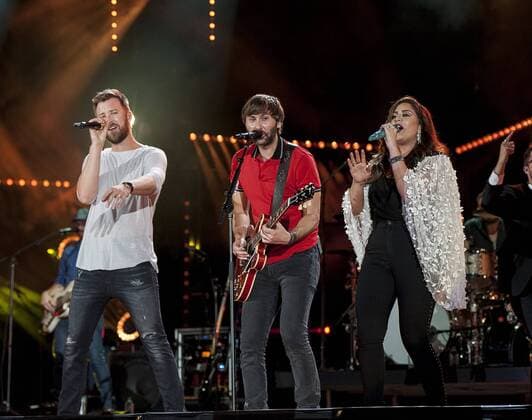 Jun. 10, 2017 - Nashville, Tennessee; USA - Singer CHARLES KELLEY, HILLARY SCOTT and DAVE HAYWOOD of the band Lady Antebellum performs at Nissan Stadium as part of the 2017 CMA Music Festival that is taking place in downtown Nashville. The four day country music festival will attract thousands of fans from around the world to see a variety of artist on multiple stages. Copyright 2017 . Nashville USA - ZUMAm78_ 20170610_zaf_m78_030 Copyright: xJasonxMoorex