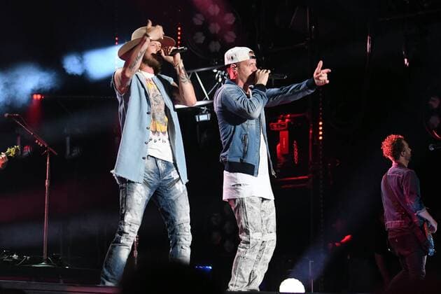 June 10, 2017 - Nashville, Tennessee, United States - 10 June 2017 - Nashville, Tennessee - Brian Kelley and Tyler Hubbard, Florida Geogria Line. 2017 CMA Music Festival Nightly Concert held at Nissan Stadium. Photo Credit: Dara-Michelle Farr AdMedia Nashville United States - ZUMAa123 20170610_zaa_a123_432 Copyright: xDara-MichellexFarr Admediax