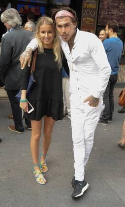 Marco Pierre White Jr and Francesca Suter attend The Banksy Job Premiere about the day a Banksy statue was snatched from London in broad daylight, The Prince Charles Cinema, London. JUNE 12th 2017  TSTx171232