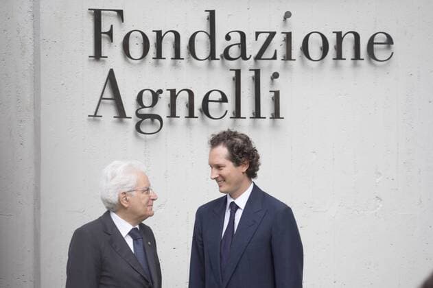 June 15, 2017 - Turin, Italy - The official opening of the Fondazione Giovanni Agnelli (Giovanni Agnelli foundation). In the picture: The president of Italian Republic Sergio Mattarella speaks with John Elkann Turin Italy  - ZUMAn230 20170615_zaa_n230_107 Copyright: xMauroxUjettox