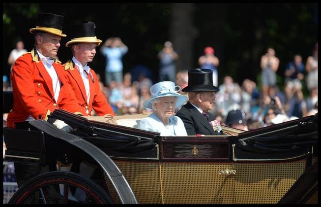 . 17 06 2017. London, United Kingdom. Trooping the Colour. HM The Queen Elizabeth II and the Duke of Edinburgh leave Buckingham Palace for Trooping the Colour.  xAndrewxParsonsx xi-Imagesx IIM-15403-0040
