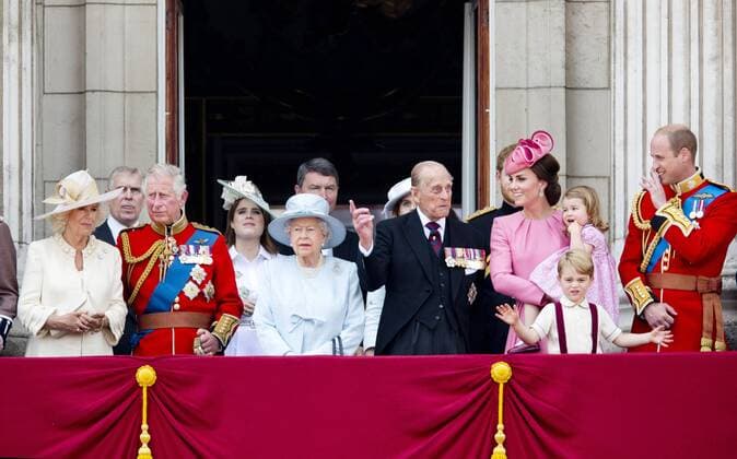 17-06-2017 England The ceremony of the Trooping the Colour, marking the monarch s official birthday, in London. Queen Elizabeth II and Prince Philip, Duke of Edinburgh Prince William, Catherine, Kate, Duchess of Cambridge and Prince George and Princess Charlotte Prince Harry Prince Charles, Prince of Wales and Camilla, Duchess of Cornwall and Catherine, Kate, Duchess of Cambridge Princess and Eugenie and Princess Beatrice and Prince Andrew  Copyright: xPPEx