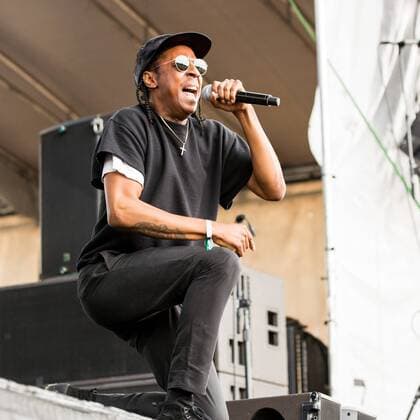 June 17, 2017 - Eau Claire, Wisconsin, U.S - SPANK ROCK (NAEEM JUWA) during Eaux Claires Music Festival in Eau Claire, Wisconsin Eau Claire U.S. - ZUMAs135 20170617_zap_s135_002 Copyright: xDanielxDeSloverx