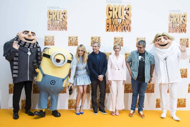 Spanish actress Patricia Conde, american actor Steve Carrell, american actressKristen Wiig and spanish actor Florentino Fernandez attends to the presentation of film Gru, Mi Villano Favorito 3 (Despicable Me 3 ) in Madrid, June 20, 2017. Spain.  (20170620015)