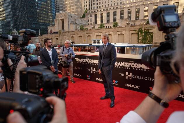 Director Michael Bay arrives on the red carpet at the Transformers The Last Knight movie premiere on June 20, 2017 in Chicago.  CHI2017062002 JOHNxGRESS