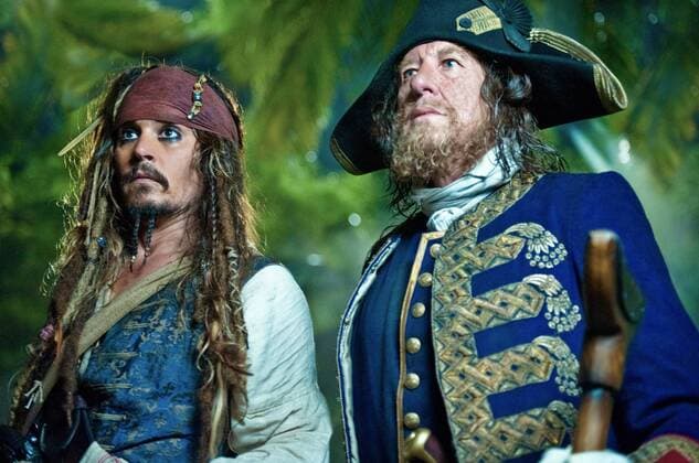 PIRATES OF THE CARIBBEAN: ON STRANGER TIDES Captain Jack Sparrow (JOHNNY DEPP) and his old nemesis Captain Barbossa (GEOFFREY RUSH) are thrown together by fate in the search for the Fountain of Youth.  Copyright: xPeterxMountainx 30805_020