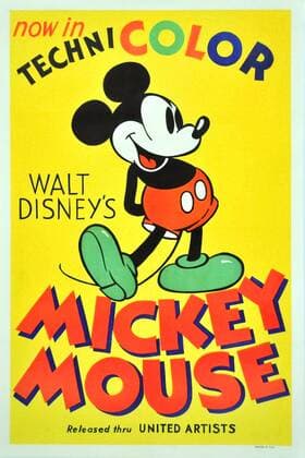 Theatrical display, U.S. one sheet ORIGINAL MOVIE POSTER issued by Disney in 1935 for the first Mickey Mouse Technicolor cartoon. Hollywood CA USA  Copyright: xHAx 31386_831