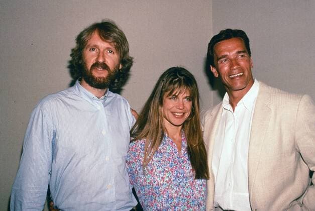 Arnold Schwarzenegger, Linda Hamilton, James Cameron at The Terminator press conference 1984 Los Angeles CA USA  Copyright: xJ.xCummingsx 31515_465JRC