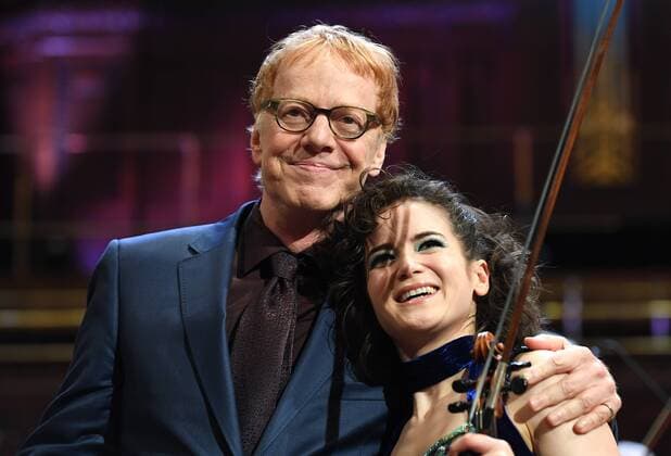 Hollywood composer Danny Elfman (left) and violinist Sandy Cameron attend the first day of the international music festival Prague Proms in Prague, Czech Republic, on June 21, 2017. (CTKxPhoto KaterinaxSulova) CTKPhotoP201706211047601  suk2