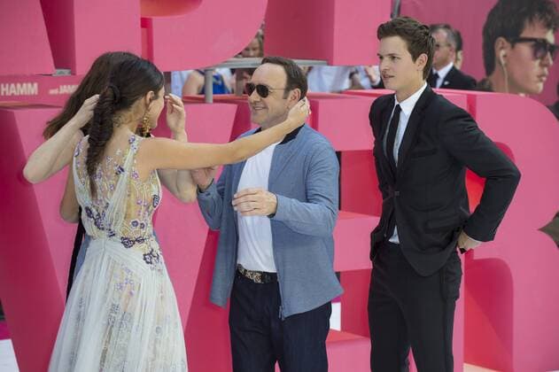 Baby Driver European Premiere London.UK.Lily James (obscured), Elza Gonzalez, Kevin Spacey and Ansel Elgort at Baby Driver European Premiere. Cineworld Leicester Square. 21st June 2017 Ref;LMK386-S382-220617 