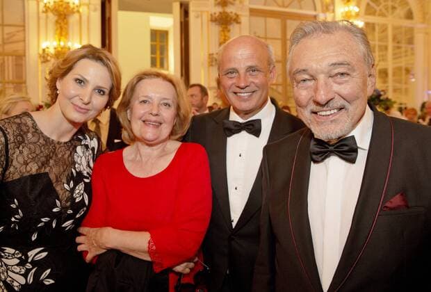From left: Ivana Gottova, Slovak actress and politician Magda Vasaryova, Czech presidential candidate Michal Horacek and internationally popular Czech pop star Karel Gott pose at Prague Castle, Czech Republic, June 21, 2017. Karel Gott, Ivana Trump, a former wife of the incumbent U.S. president, physiotherapist Pavel Kolar and sports manager Miroslav Cernosek are presented with the Ambassador of the Czech Republic title, a new award launched by the Spolecnost CZECH TOP group at Prague Castle. The award goes to personalities whose professional successes have contributed to the Czech Republic s international fame. (CTKxPhoto RenexFluger) CTKPhotoF201706220913501 