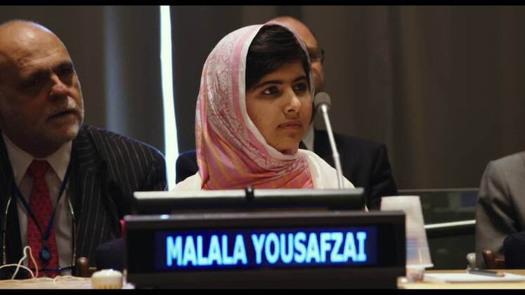 Berühmte Feministinnen, Malala Yousafzai HE NAMED ME MALALA: Malala Yousafzai at the United Nations General Assembly in New York City. July 12, 2013. Â© 2015 Twentieth Century Fox Film Corporation All Rights Reserved Los Angeles CA  32837_003THA