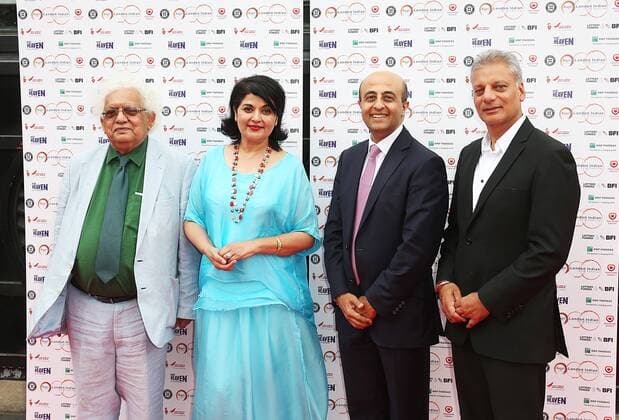 The Black Prince premiere London Indian Film Festival London.UK. Lord Desai, Lady Desai, Lord Gadhia & Guest at the The Black Prince premiere at the London Indian Film Festival. BFI Southbank, London UK, . 22 June 2017.LMK394-S386-230617 