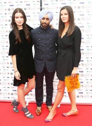 The Black Prince premiere London Indian Film Festival London.UK. Leanne Joyce, Satinder Sartaaj and Sophie Stevens at the The Black Prince premiere at the London Indian Film Festival. BFI Southbank, London UK, . 22 June 2017.LMK394-S386-230617 