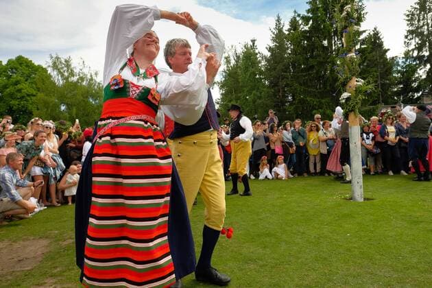 (170623) -- STOCKHOLM, June 23, 2017 -- People wearing traditional Swedish costumes dance to celebrate Midsummer at Skansen Park in Stockholm, capital of Sweden, on June 23, 2017. A huge crowd of Swedes, many wearing traditional Swedish clothes, celebrated Midsummer here on Friday as they performed folkdances around a Maypole. Midsummer, marking the Summer Solstice, has been celebrated in Sweden since the early days of Christianity. ) SWEDEN-STOCKHOLM-MIDSUMMER-CELEBRATION RobxSchoenbaum 