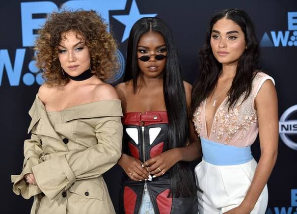 (L-R) Actors Jude Demorest, Ryan Destinay and Brittany O Grady attend the 17th annual BET Awards at Microsoft Theater in Los Angeles on June 25, 2017. The ceremony celebrates achievements in entertainment and honors music, sports, television, and movies released between April 1, 2016 and March 31, 2017.  LAP20170625162 CHRISTINExCHEW