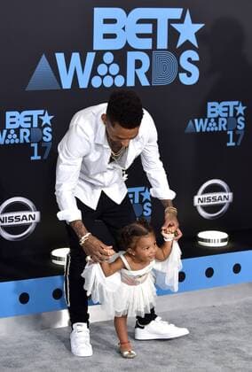 Kid Ink and daughter Aislin Parvaneh Collins attend the 17th annual BET Awards at Microsoft Theater in Los Angeles on June 25, 2017. The ceremony celebrates achievements in entertainment and honors music, sports, television, and movies released between April 1, 2016 and March 31, 2017.  LAP20170625177 CHRISTINExCHEW
