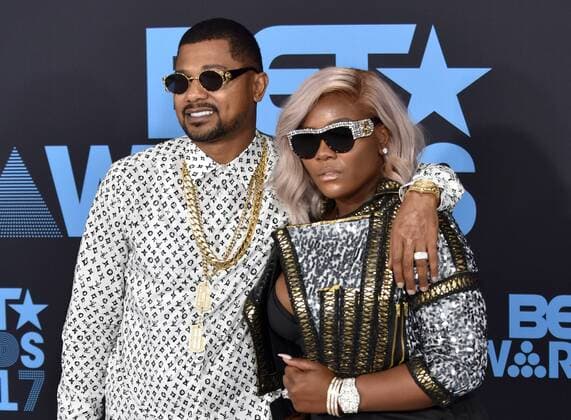 Buck Thomas (L) and PreMadonna attend the 17th annual BET Awards at Microsoft Theater in Los Angeles on June 25, 2017. The ceremony celebrates achievements in entertainment and honors music, sports, television, and movies released between April 1, 2016 and March 31, 2017.  LAP20170625466 CHRISTINExCHEW