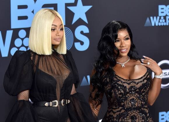 Model Blac Chyna (L) and guest attend the 17th annual BET Awards at Microsoft Theater in Los Angeles on June 25, 2017. The ceremony celebrates achievements in entertainment and honors music, sports, television, and movies released between April 1, 2016 and March 31, 2017.  LAP20170625479 CHRISTINExCHEW