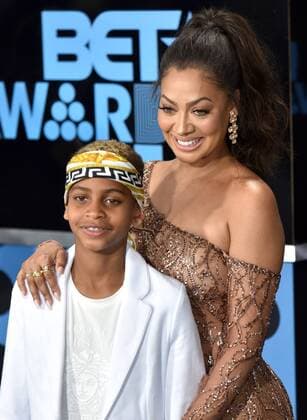 Kiyan Carmelo Anthony (L) and La La Anthony attend the 17th annual BET Awards at Microsoft Theater in Los Angeles on June 25, 2017. The ceremony celebrates achievements in entertainment and honors music, sports, television, and movies released between April 1, 2016 and March 31, 2017.  LAP20170625504 CHRISTINExCHEW