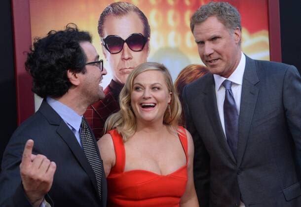 Director Andrew Jay Cohen (L) mingles with cast members Amy Poehler and Will Ferrell during the premiere of the motion picture comedy The House at the TCL Theatre in the Hollywood section of Los Angeles on June 26, 2017. Storyline: A dad convinces his friends to start an illegal casino in his basement after he and his wife spend their daughter s college fund.  LAP2017062617 JIMxRUYMEN