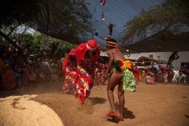 IMAGO Cultures of the world, Wayuu Volk in Kolumbien May 26, 2017 - The Wayuu are the largest indigenous community in Colombia, where 400,000 Wayuu are believed to live in the Guajira peninsula, which is a remote and impoverished part in the north of the country. Their standard of living is below the poverty line and their survival has been threatened by the construction of a dam diverting the water of the local river away and by years of draught. In spite of the difficulties, the Wayuu have preserved an enormous cultural wealth of traditions in their rituals, music, dance, and handicraft - ZUMAd99_ 20170526_zap_d99_054 Copyright: xJuanchoxTorresx