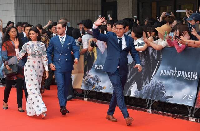 (L-R)Actress Naomi Scott, actor Dacre Montgomery and director Dean Israelite attend the Japan premiere for the film Power Rangers in Tokyo, Japan on July 3, 2017.  TKP2017070314 KEIZOxMORI