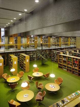 Architektur von Arne Jacobsen St Catherine s College, Oxford University (St. Catz) - The library., Architects: Architects: Arne Jacobsen, original design, Hodder Associates, refurbishement and additions United Kingdom  Copyright: xDanielxHopkinsonx 12465-400-1