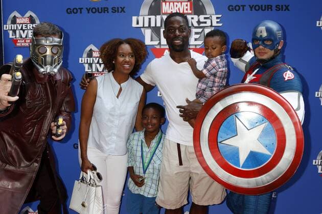 July 8, 2017 - Los Angeles, CA, USA - LOS ANGELES - JUL 8: Star-Lord, Ryan Michelle Bathe, Sterling K Brown, Sons, Captain America_ at the Marvel Universe Live Red Carpet at the Staples Center on July 8, 2017 in Los Angeles, CA Los Angeles USA - ZUMAb170 20170708_zap_b170_021 Copyright: xKayxBlakex