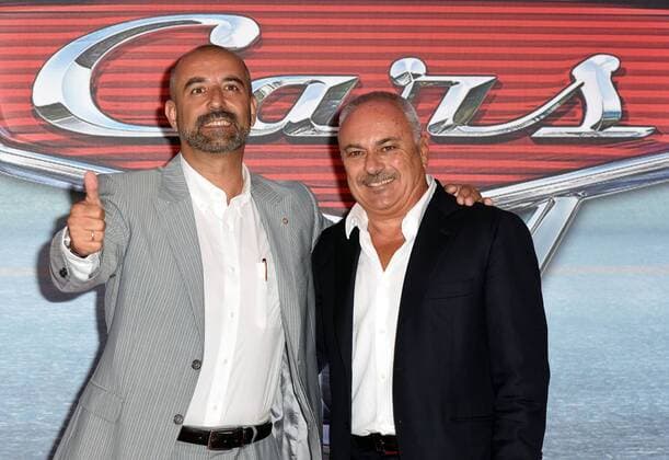 Foto IPP Gioia Botteghi Roma 12 07 2017 presentazione del film di animazione Cars 3 nella foto l ex pilota e commentatore sportivo Ivan Capelli con il giornalista sportivo Gianfranco Mazzoni doppiatori della versione italiana  0