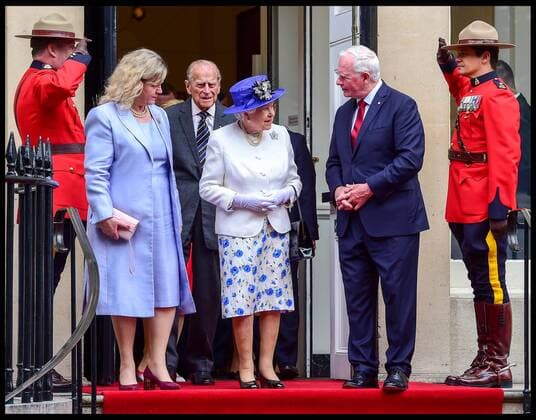 . 19 07 2017. London, United Kingdom. The Queen and Prince Philip Visit Canada House. Her Majesty Queen Elizabeth II and Prince Philip, the Duke of Edinburgh visit Canada House in Trafalgar Square to celebrate Canada s 150th anniversary of Confederation. Their Highnesses will view artefacts and displays celebrating Canada 150, including items from the Royal Archives and from the National Maritime Museum s exhibition Death in the Ice, which explores Sir John Franklin s final Arctic expedition.  xPetexMaclainex xi-Imagesx IIM-15605-0020