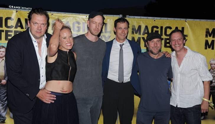 Bjarne Maedel, Charly Huebner, Annika Meier, Marc Hosemann, Sven Regner, Arne Feldhusen, Detklef Buck v.l.n.r. Ankunft zur Premiere von MAGICAL MYSTERY OPEN AIR KULTURFORUM am Matthaeikirchplatz in Berlin am 19.07.2017