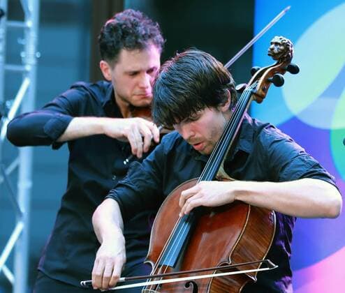 (170719) -- WIESBADEN (GERMANY), July 19, 2017 -- Austrian musicians Klemens Bittmann (L) and Matthias Bartolomey perform at the 30th Rheingau Music Festival in Wiesbaden, Germany, on July 19, 2017. The 30th Rheingau Music Festival is held from June 24 to Sept. 2. ) GERMANY-WIESBADEN-RHEINGAU MUSIC FESTIVAL-KLEMENS BITTMANN-MATTHIAS BARTOLOMEY LuoxHuanhuan 
