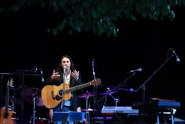 (170723) -- KELKHEIM, July 23, 2017 -- Italian singer and songwriter Pippo Pollina performs at the 30th Rheingau Music Festival in Kelkheim, Germany, on July 22, 2017. The 30th Rheingau Music Festival is held from June 24 to Sept. 2. ) (djj) GERMANY-KELKHEIM-RHEINGAU MUSIC FESTIVAL-PIPPO POLLINA LuoxHuanhuan 