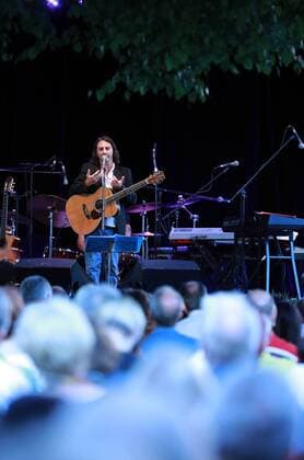 (170723) -- KELKHEIM, July 23, 2017 -- Italian singer and songwriter Pippo Pollina performs at the 30th Rheingau Music Festival in Kelkheim, Germany, on July 22, 2017. The 30th Rheingau Music Festival is held from June 24 to Sept. 2. ) (djj) GERMANY-KELKHEIM-RHEINGAU MUSIC FESTIVAL-PIPPO POLLINA LuoxHuanhuan 