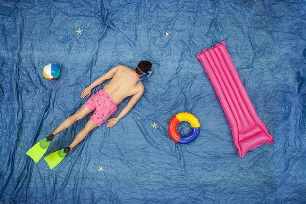 Man snorkelling in the sea model released Symbolfoto  BAEF01487