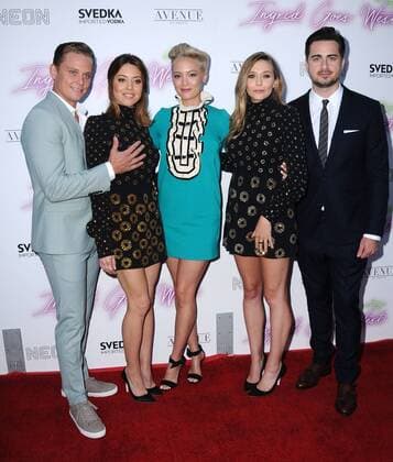 July 27, 2017 - Hollywood, CA, U.S. - 27 July 2017 - Hollywood, California - Billy Magnussen, Aubrey Plaza, Pom Klementieff, Elizabeth Olsen, Matt Spicer. Ingrid Goes West LA Premiere presented by SVEDKA held at ArcLight Hollywood in Hollywood. Photo Credit: AdMedia Hollywood U.S. - ZUMAa123 20170727_zaa_a123_106 Copyright: xBirdiexThompsonx