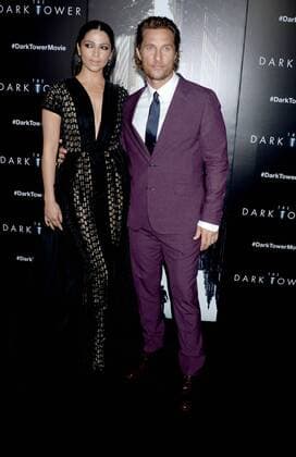 Camila Alves and Matthew McConaughey arrive on the red carpet at The Dark Tower New York Premiere on July 31, 2017 in New York City.  NYP20170731184 DENNISxVANxTINE