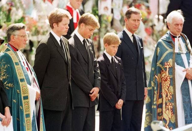 August 31, 2017 marks 20 years since Princess Diana s death. Diana Princess of Wales died from serious injuries in the early hours of August 31st 1997 after a car crash in Paris. Pictured: Lady DIANA SPENCER, Princess of Wales, Prince Charles, Prince of Wales , Prince William , Prince Harry , Earl Spencer at the funeral of Diana Princess of Wales London United Kingdom  - ZUMAj46_ 20170802_shd_j46_339 Copyright: xIanxJonesx