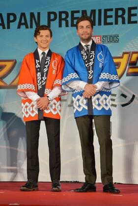 Actor Tom Holland(L) and director Jon Watts attend the Japan premiere for the film Spider-Man: Homecoming in Tokyo, Japan on August 7, 2017.  TKP2017080722 KEIZOxMORI