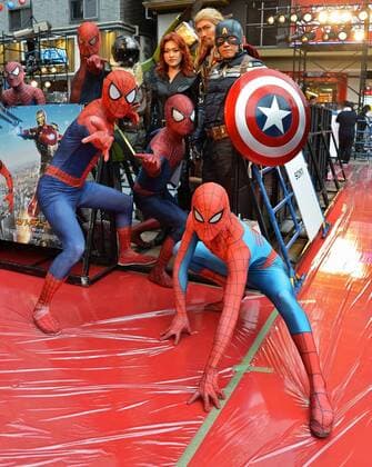 Japanese fans wear costumes during the Japan premiere for the film Spider-Man: Homecoming in Tokyo, Japan on August 7, 2017.  TKP2017080727 KEIZOxMORI
