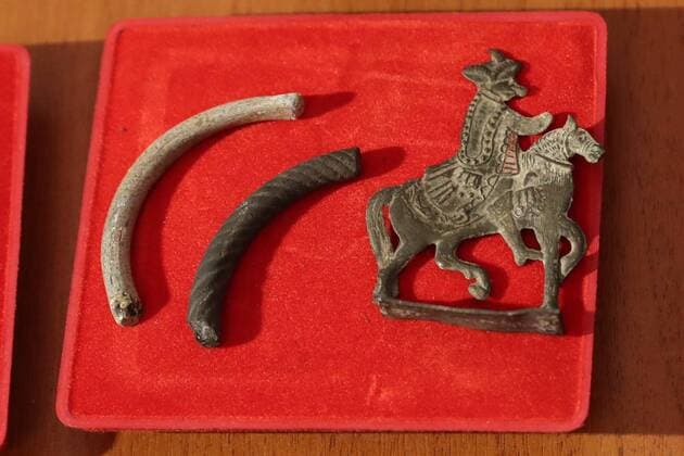 MOSCOW, RUSSIA - AUGUST 14, 2017: Archaeological finds discovered on the construction site for Moscow s Zaryadye Park, on display at the Moscow Government s Cultural Heritage Department. Vyacheslav Prokofyev TASS  TS05B472