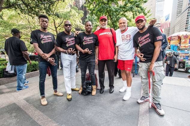 August 23, 2017 - New York City, New York, United States of America - Kappas for Kaepernick arrived to support. New Yorkers rallied behind now-unsigned NFL player Colin Kaepernick who has remained seated during the singing of the US National Anthem since 2016. Kaepernick has stated I am not going to stand up to show pride in a flag for a country that oppresses black people and people of color.Ã¢â‚¬Â Kaepernick exercised his free agency option with the San Francisco 49ers and remains unsigned, which some see as a sign of a blacklisting in the NFL. Calls against Verizon were also made due to its 130 million in advertising with the NFL. New York City United States of America - ZUMAb160 20170823_zbp_b160_011 Copyright: xSachellexBabbarx
