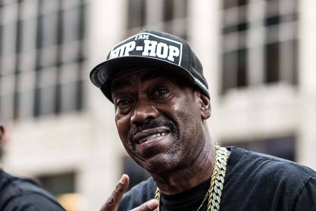 August 23, 2017 - New York City, New York, United States of America - Rapper Kurtis Blow. New Yorkers rallied behind now-unsigned NFL player Colin Kaepernick who has remained seated during the singing of the US National Anthem since 2016. Kaepernick has stated I am not going to stand up to show pride in a flag for a country that oppresses black people and people of color.Ã¢â‚¬Â Kaepernick exercised his free agency option with the San Francisco 49ers and remains unsigned, which some see as a sign of a blacklisting in the NFL. Calls against Verizon were also made due to its 130 million in advertising with the NFL. New York City United States of America - ZUMAb160 20170823_zbp_b160_058 Copyright: xSachellexBabbarx