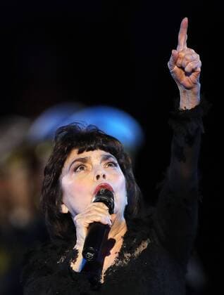 MOSCOW, RUSSIA - AUGUST 26, 2017: French singer Mireille Mathieu performs at the opening ceremony of the 2017 Spasskaya Tower international military music festival in Moscow s Red Square. Sergei Savostyanov TASS  TS05D11A